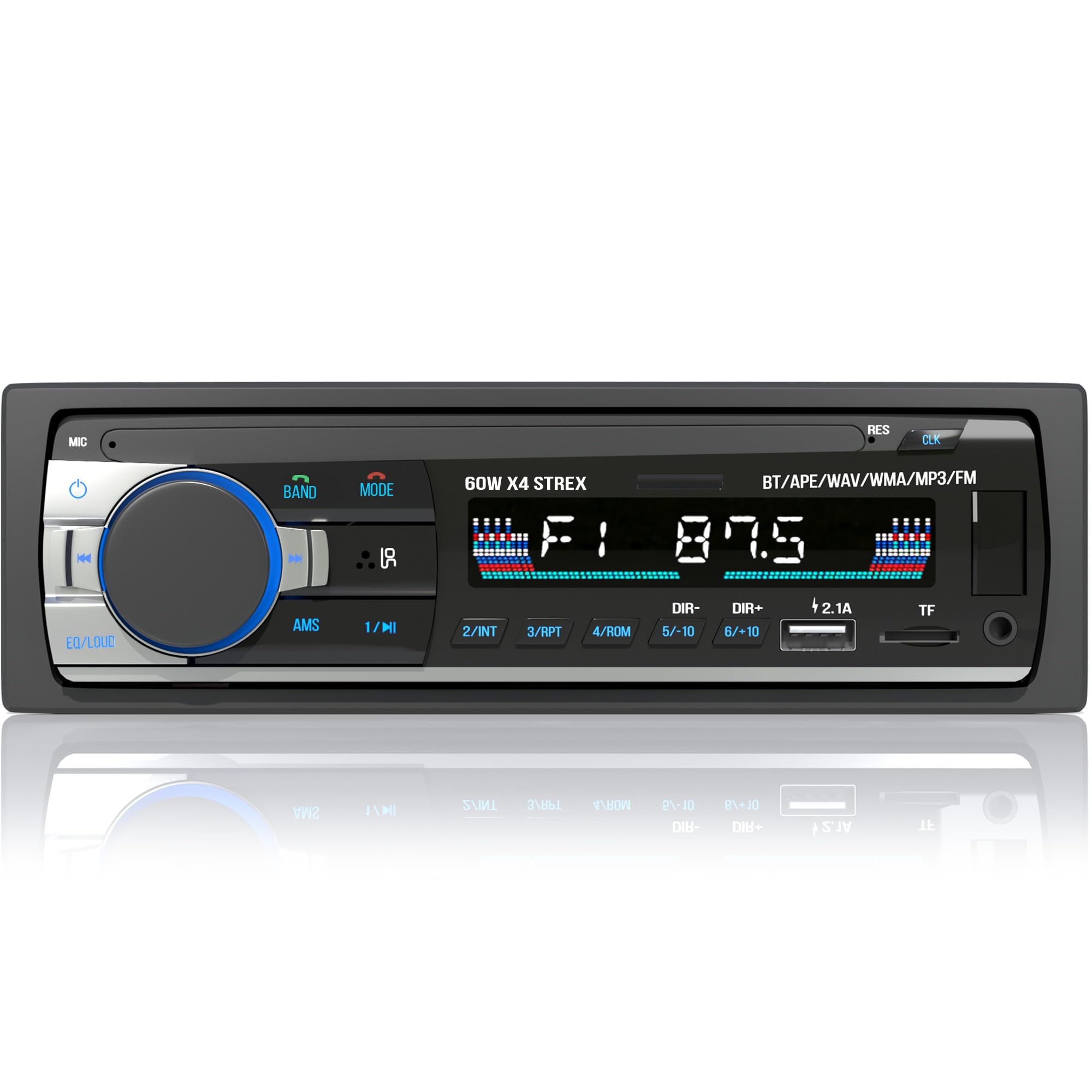 Strex Autoradio mit Bluetooth für alle Fahrzeuge - USB, AUX und Freisprecheinrichtung - Fernbedienung - EIN-DIN-Autoradio mit integriertem Mikrofon