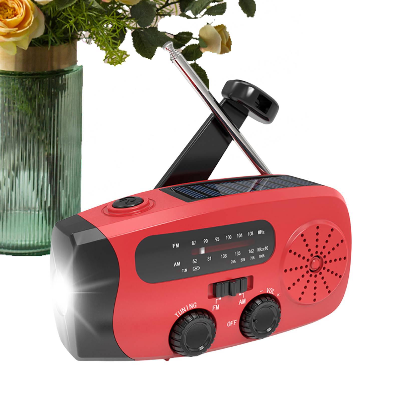 Radio Portable AM FM avec Chargeur Solaire Manivelle USB Lecteur MP3 pour Camping Randonnée