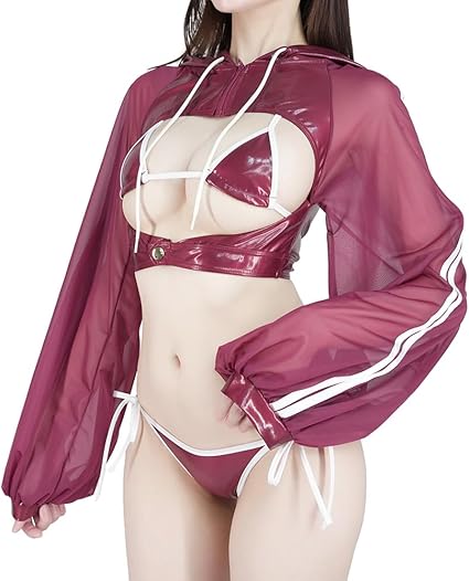 PHARFAITE ブラックオープンバストラッシュパーカーと三角ブラセットアップ PHARFAITE】SGSxSHEER オープンバストラッシュパーカー《単品》