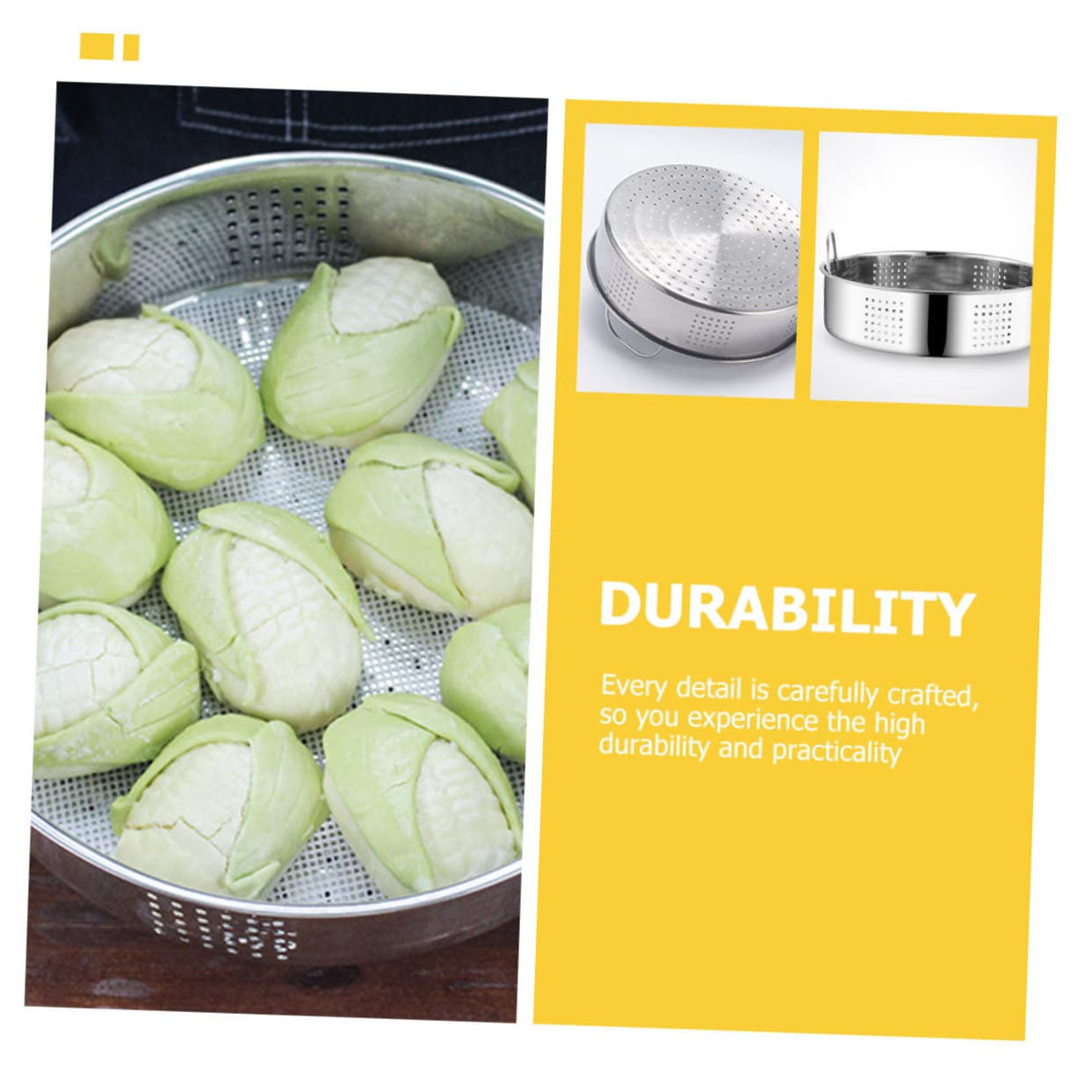 Cestello per Cottura al Vapore in Acciaio Inox 2 Pezzi, Resistente e Spesso, per Cucina Casalinga e Ristorante, per Cottura di Verdure e Alimenti a Vapore