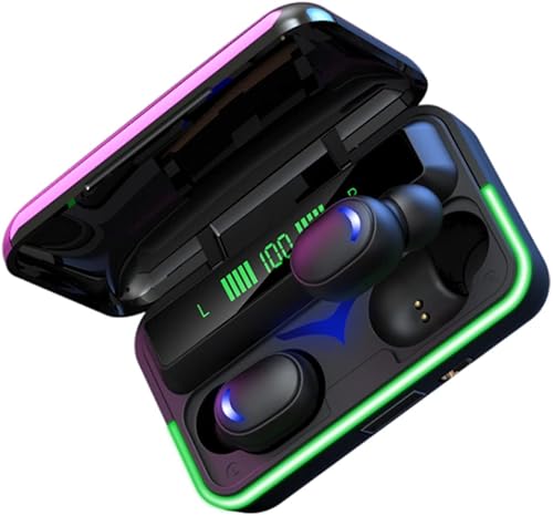 DYNASCO Auriculares inalámbricos, auriculares Bluetooth 5.3 con funda de carga LED, auriculares estéreo impermeables, auriculares Bluetooth con