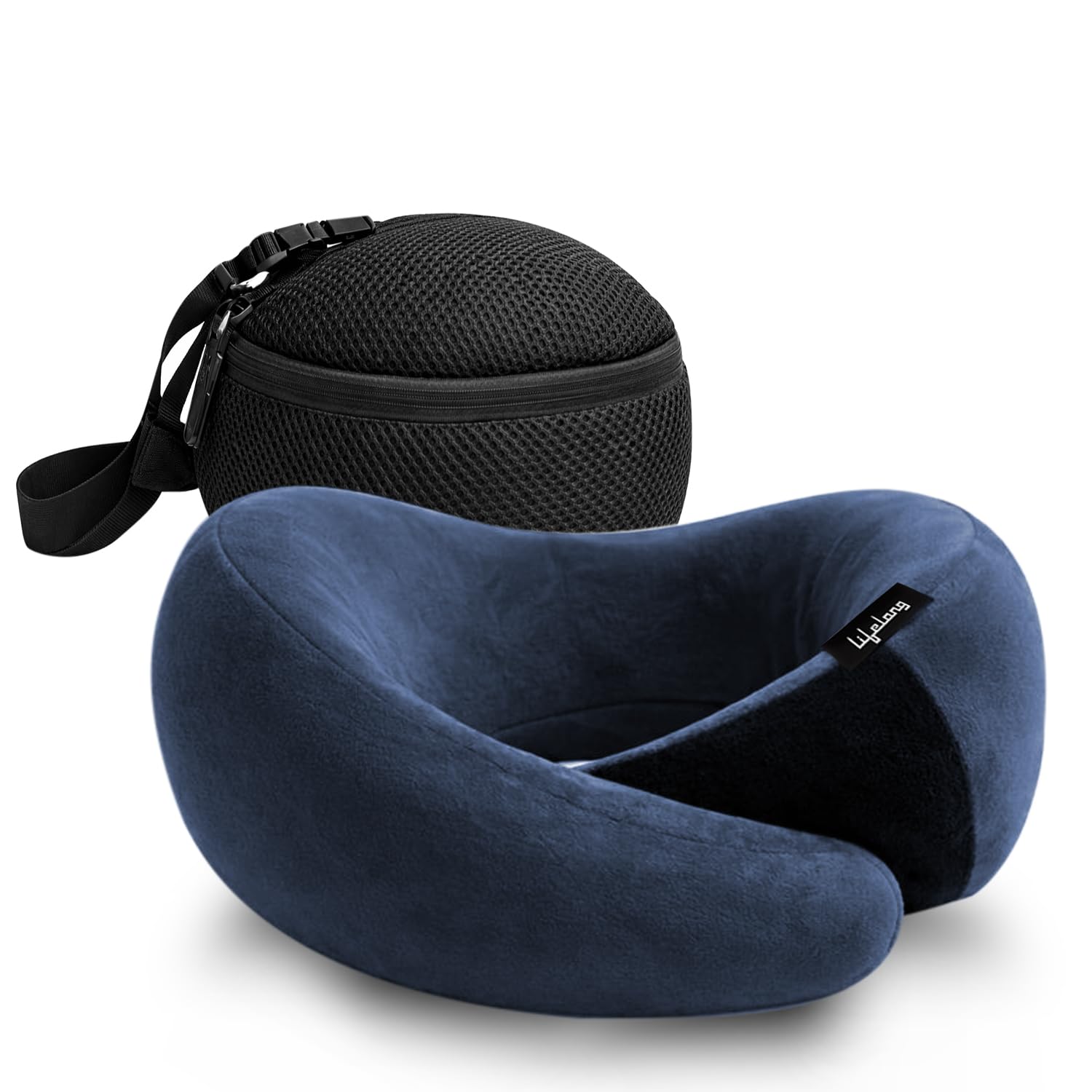 PREXOMESHOP™ Memory Foam Travel Neck Pillow with Adjustable Velcro Strap, Soft Neck Support Cushion for Airplane, Car, Office, Home and Long Journey Comfort with Travel Pouch-image-27