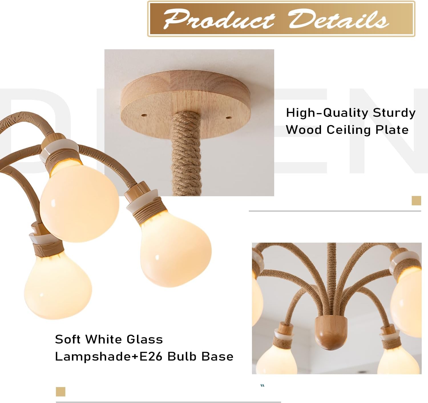 Modern 6 Light Sputnik Chandeliers Vintage Large Milk Glass Chandelier Lighting Industrial Wood Sputnik Pendant Light Rustic Wooden Dining Room Hanging Light Fixtures Over Table MPL25-6