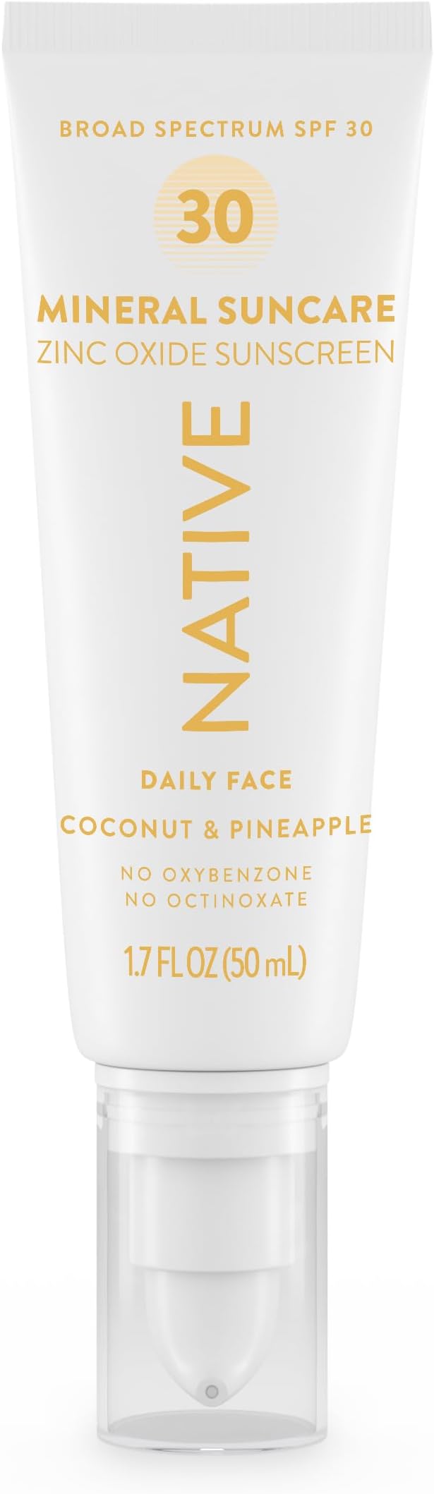 Native Sunscreen SPF 30, Zinc Oxide Dermatologist Tested Suitable for Sensitive Skin & Hawaii Compliant, 1.7 Ounces | Pineapple & Coconut Scent Sun Protection Lotion, Lightweight & Smooth