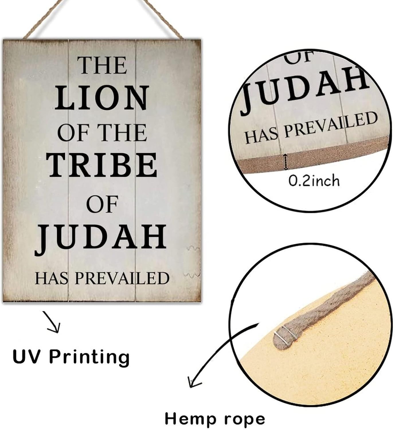 Wood Sign with Quotes The Lion of The Tribe of Judah Has Prevailed Signs Wood Decor Inspirational Quote Bible Motto Wood Art Plaque Vintage Wall Art Sign 18x24in