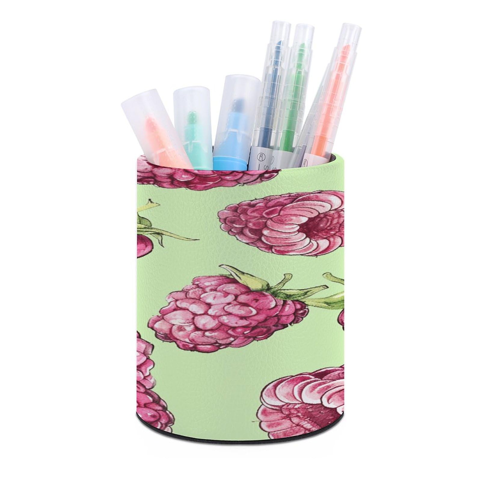 Pot à crayons rond pêche framboise pour bureau et maison