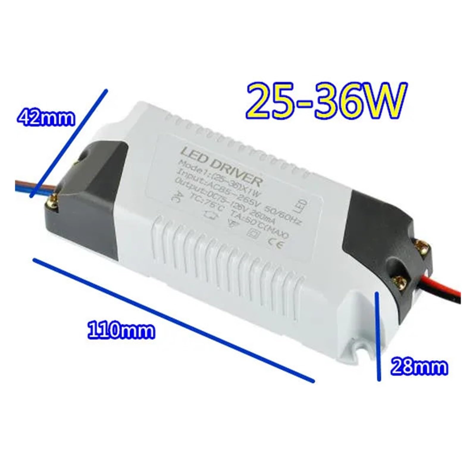 Trasformatore adattatore driver LED 25-36W AC 85-265V Alimentatore luce LED scheda nuda corrente costante 300mA Uscita DC 75-125V