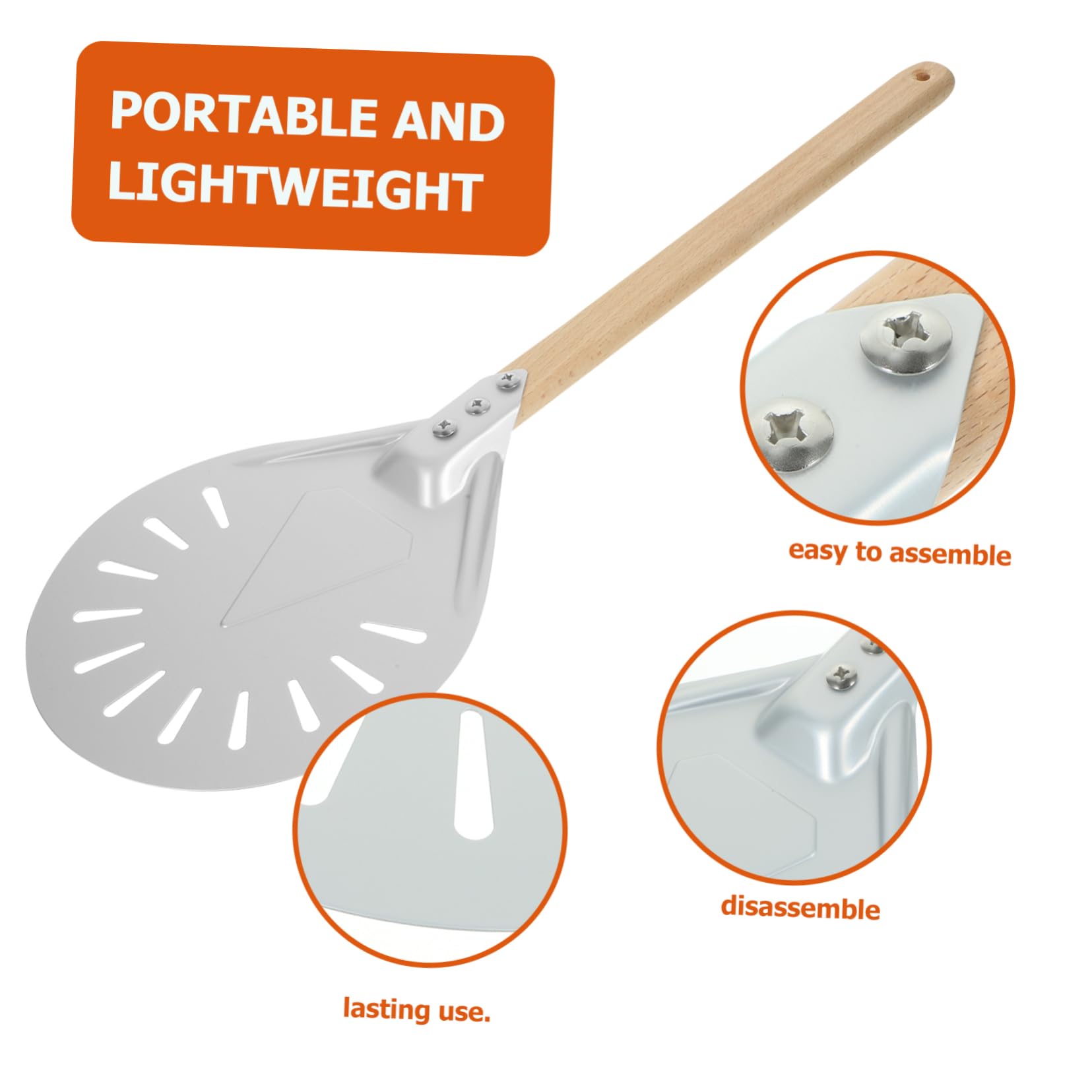 OFFSCH Perforated Pizza Peel with Handle Lightweight Pizza Paddle for Easy Baking and Cooking Outdoor Picnics