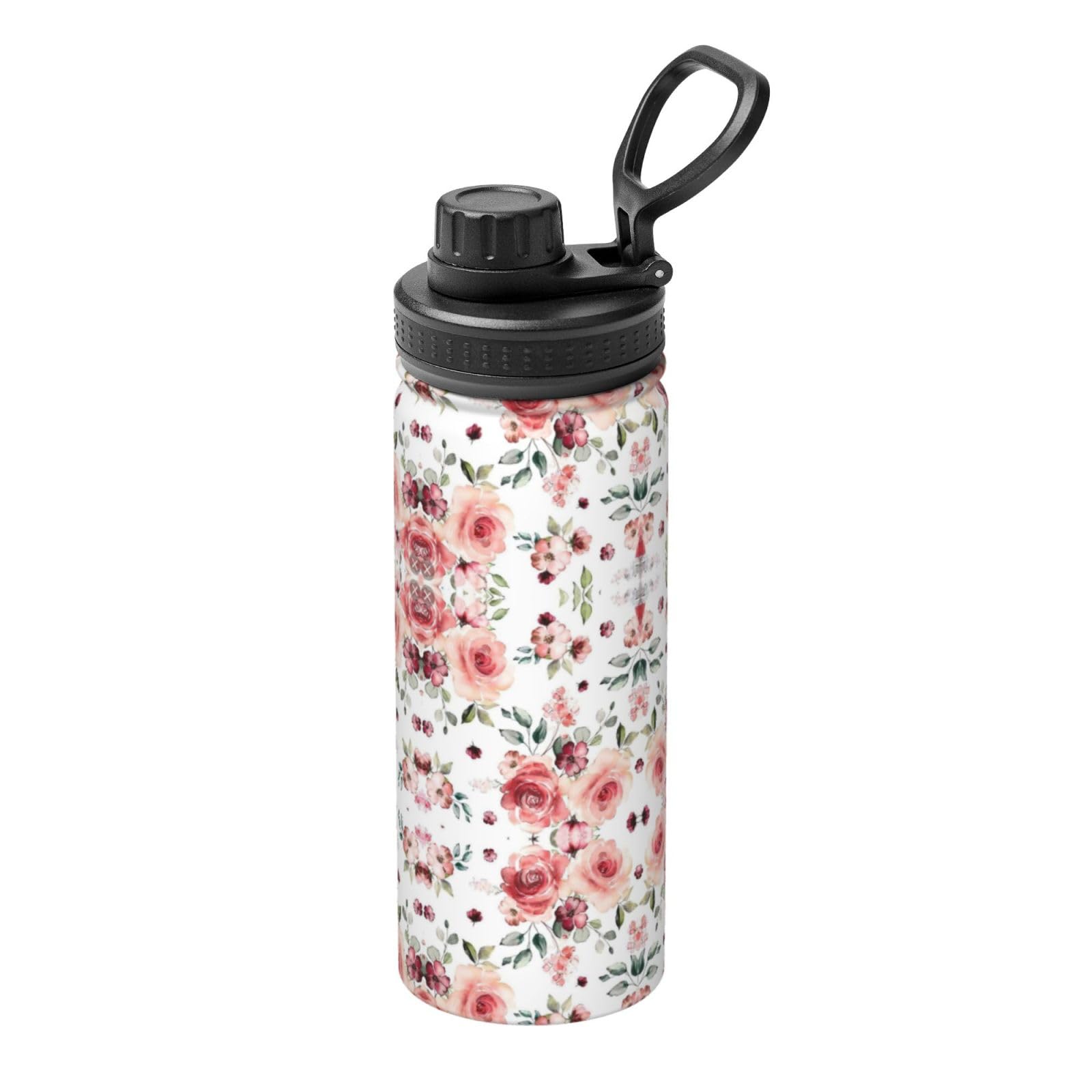 Kfjghhl Insulated Stainless Blossoming Rose Flowers Steel Water Bottle For Sport Gym Travel Leak Camping Hiking Hydration