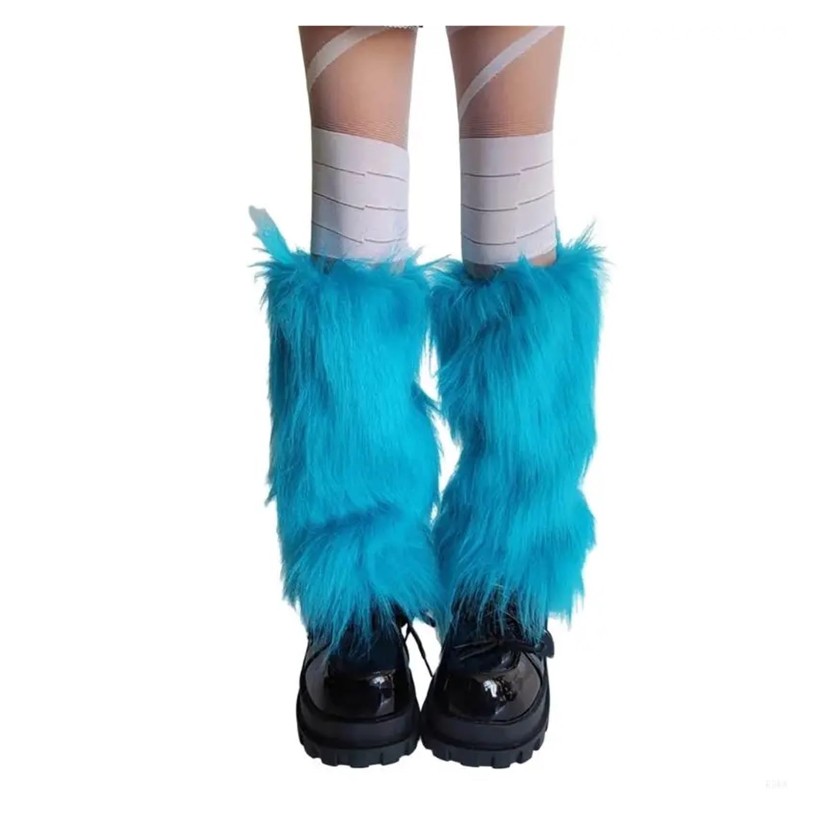 Fuzzy Leg Warmers Plush Furry Leg Warmers For Women Winter Boot Toppers Thermal Warm Bright Blue Fuzzy Foot