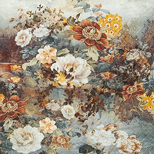 20 servilletas de flores, como un cuadro, estilo vintage, antiguo, otoñal, arte, manualidades,...