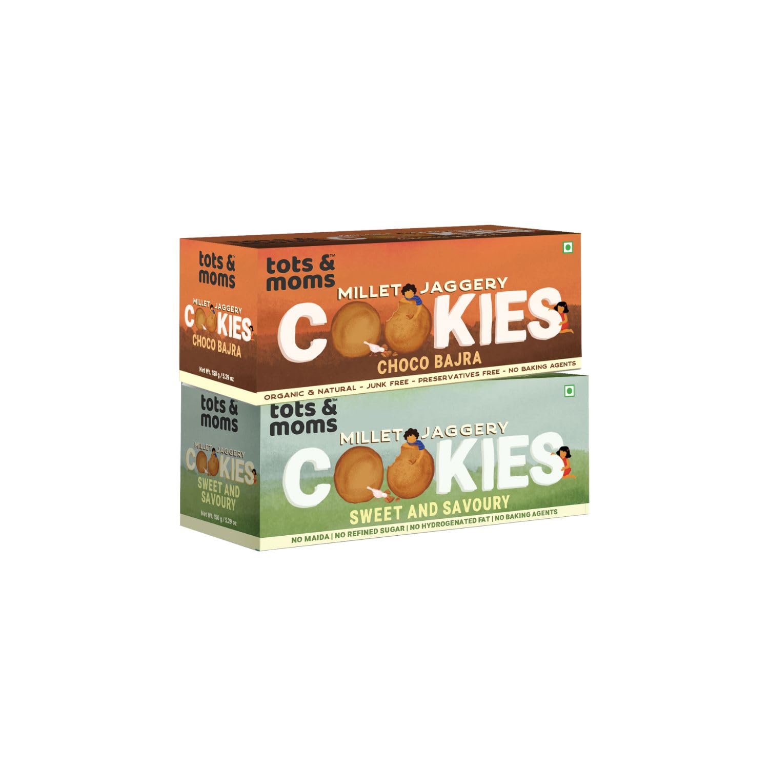 Tots & Moms NO Maida NO Sugar - Sweet & Savory Cookies |Choco Bajra Cookies | Millet & Jaggery Biscuits | Pack of 2-150g Each (B0CR1KPDPY) Amazon Price History, Amazon Price Tracker
