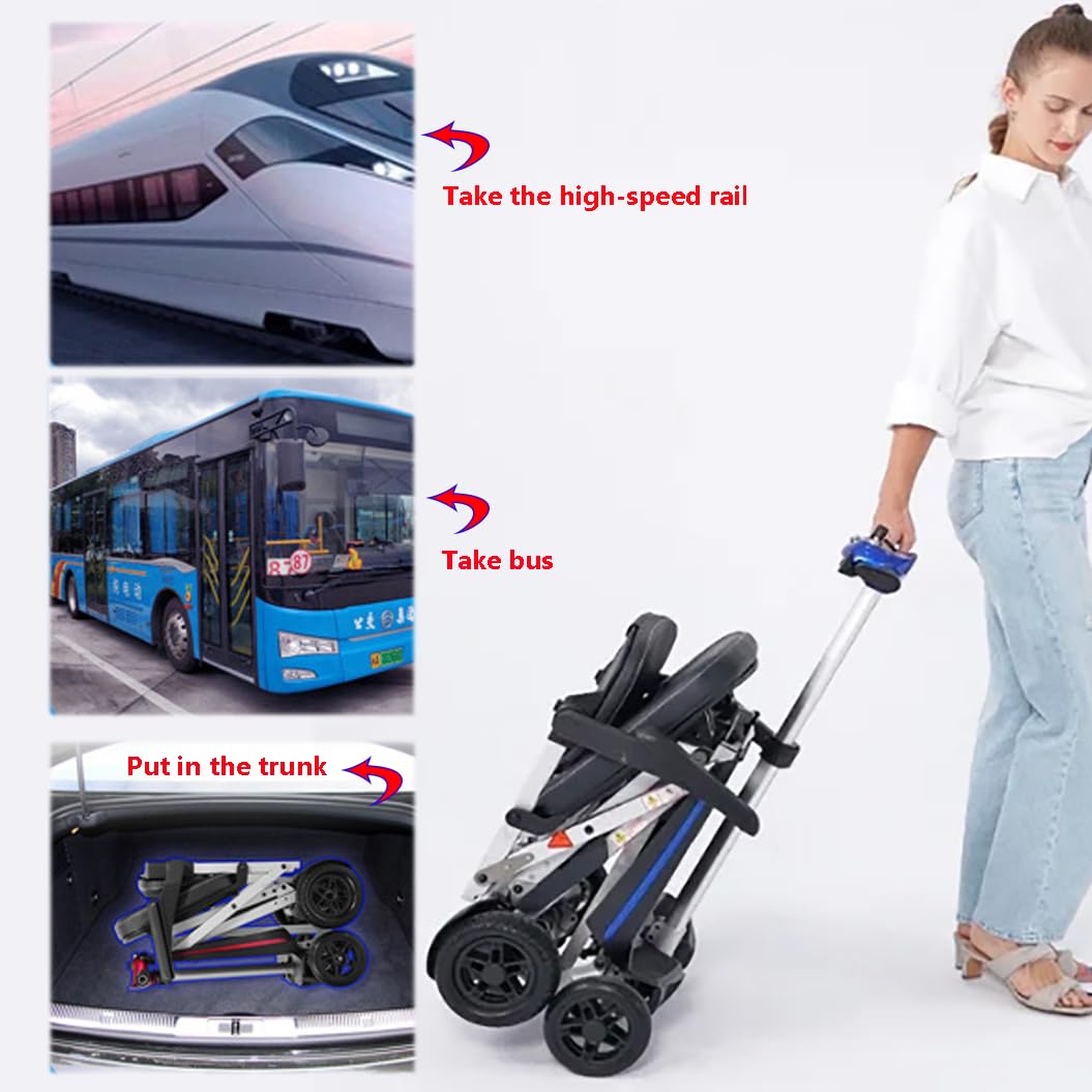 HZWJD Scooters De Movilidad Plegables,Scooters De Movilidad De 4 Ruedas,Scooter De Movilidad Para Adultos,Silla De Ruedas Eléctrica,Scooter De Viaje Portátil,Para Adultos Mayores blue