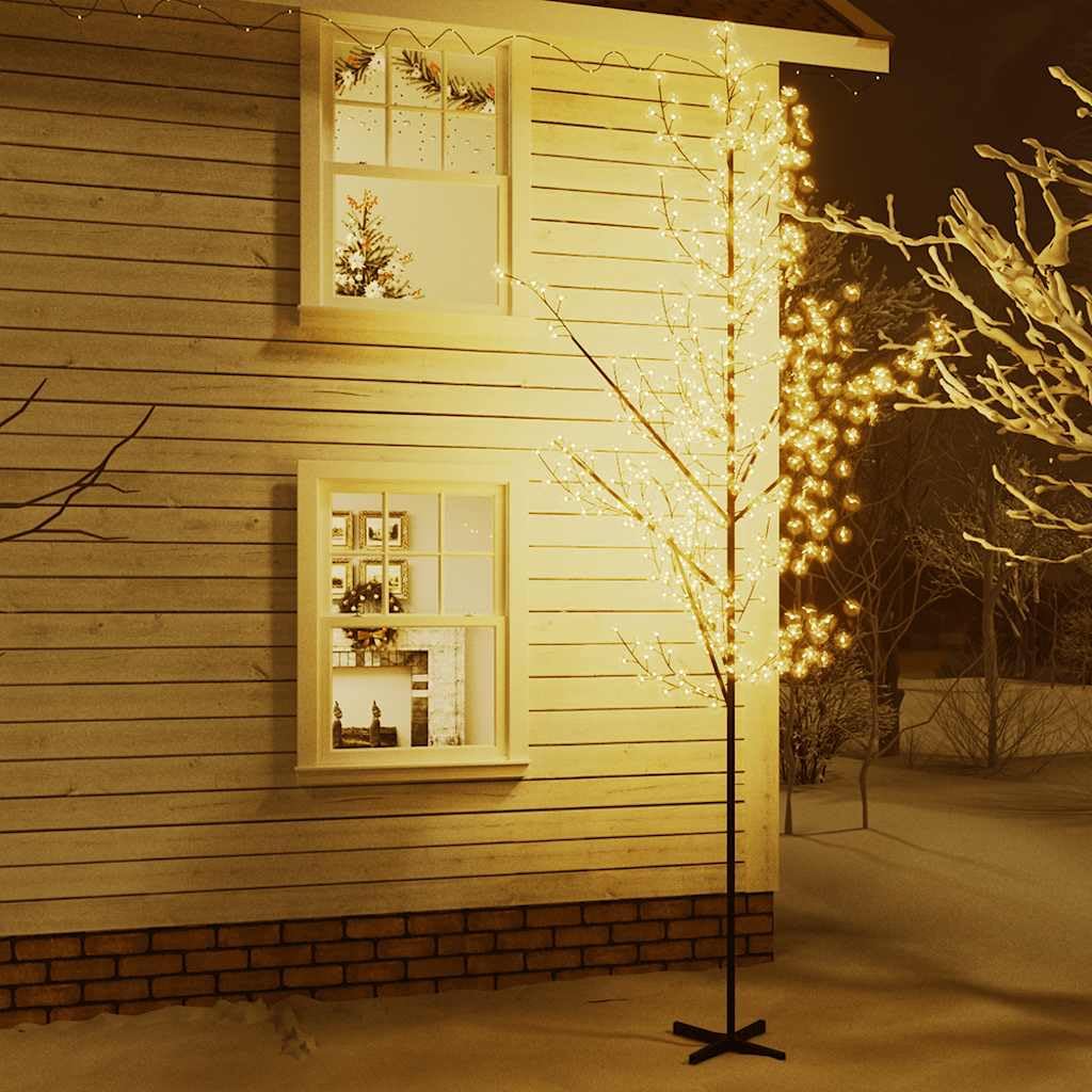 400 cm LED Kirschblüten Lichterbaum Warmweiß 672 LEDs 8 Beleuchtungsmodi verstellbare Äste Stahlstandfuß für Wohnzimmer Garten Terrasse und Wintergarten