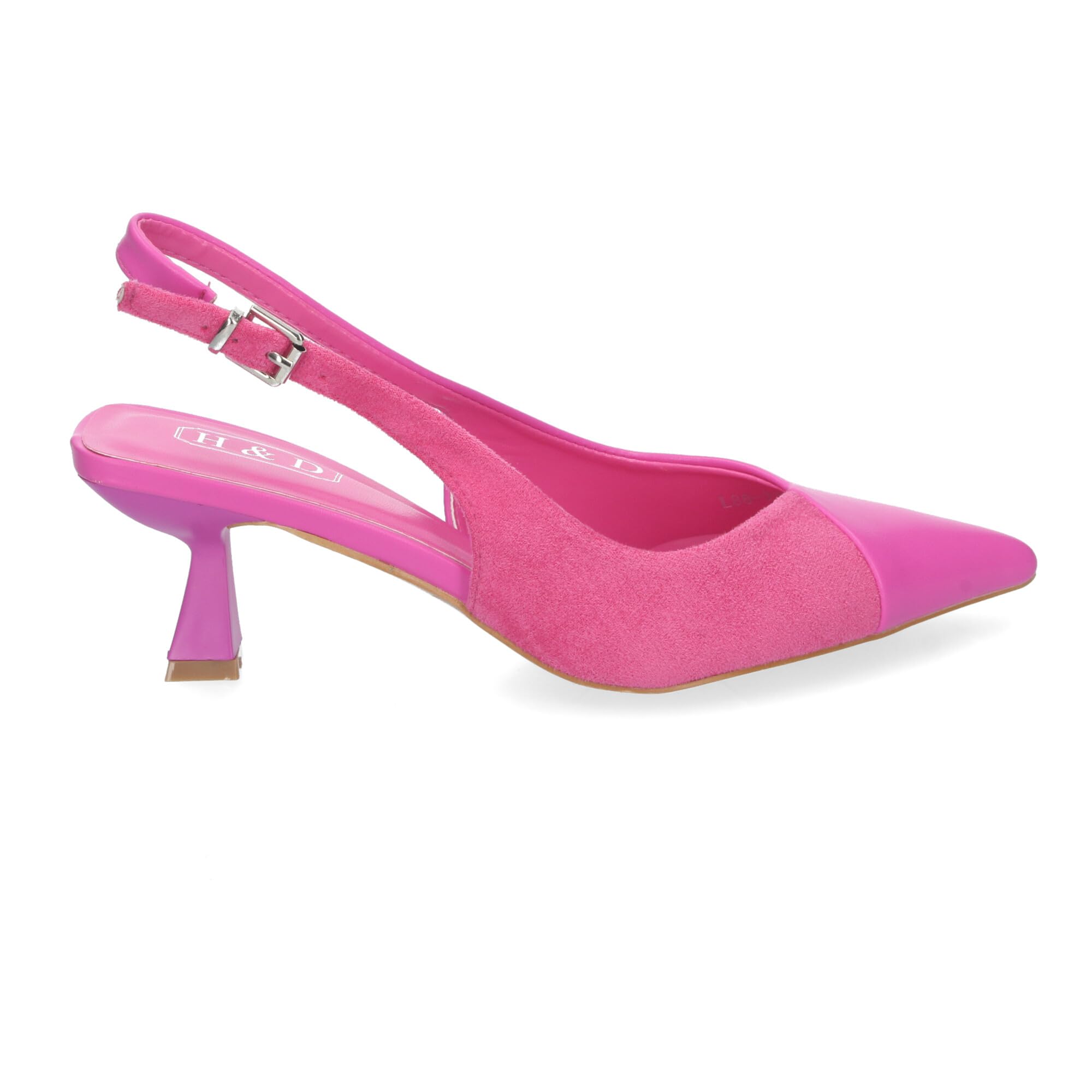 shoes&blues.es Zapatos de Salon para Mujer con Tacon, Elegantes y Comodos, Diseno Moderno, Dos Materiales con Punta Fina y Cierre de Hebilla Ajustable, para Todo Tipo de Ocasiones.