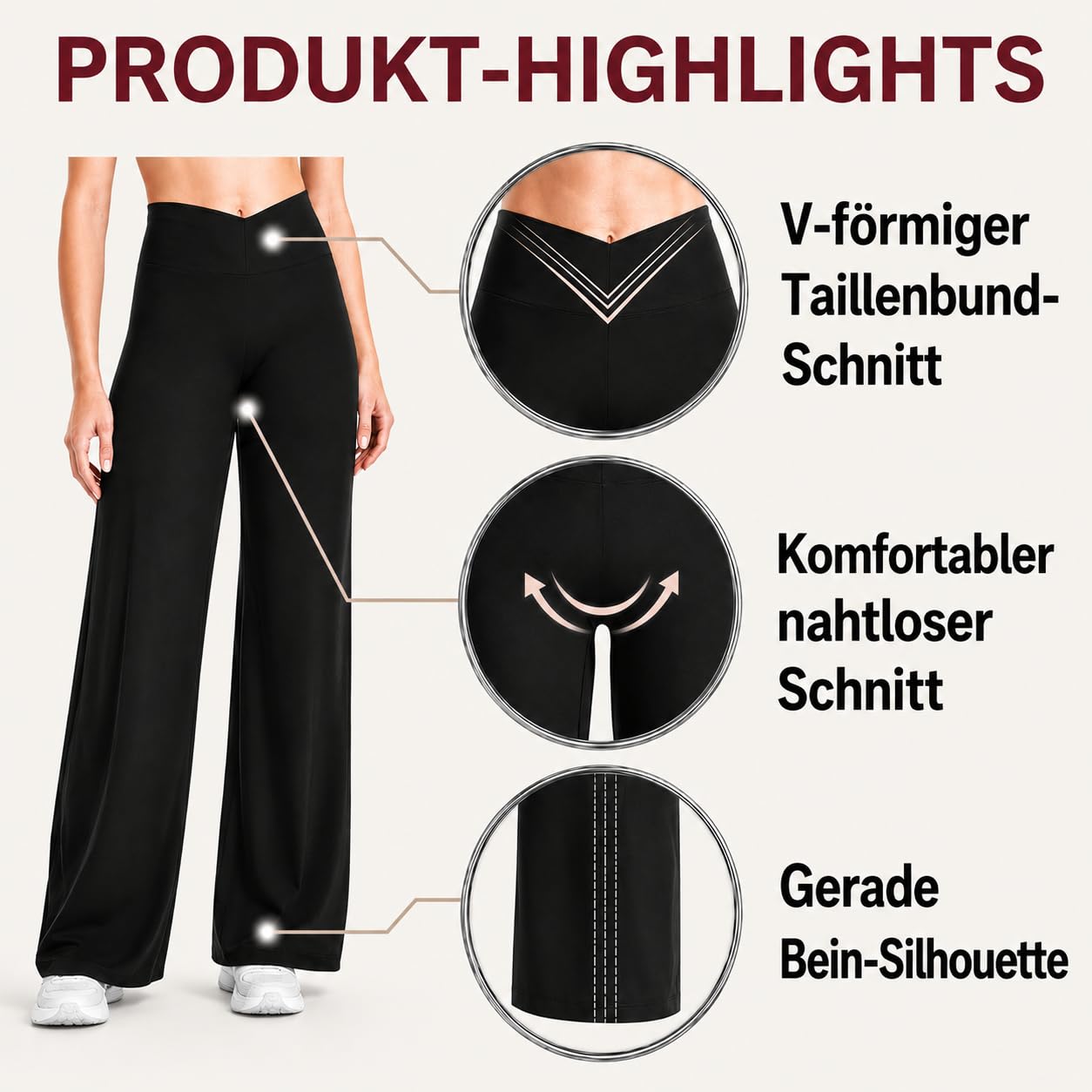 Pantalones de yoga para mujer, sin costuras, rectos elegantes, cruzados, cintura alta, pantalones deportivos anchos con control de abdomen, opacos, elásticos, pantalones de ocio