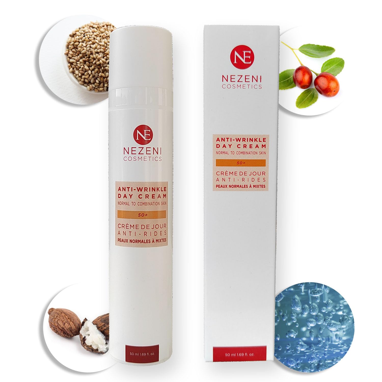 Nezeni Crema Facial Antiarrugas Mujer/Hombre 17 Principios Activos | Rellenador Arrugas Profundas | Crema Antiarrugas Día Reafirmante Para Cara, Cuello y Escote | Piel Normal, Grasa y Mixta