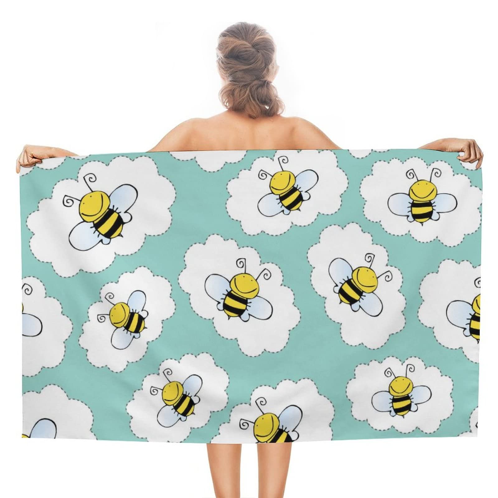 Bees Beach Towel Oversized Lightweight Bath Towels Quick Dry Sand Free Towels for Travel Sports