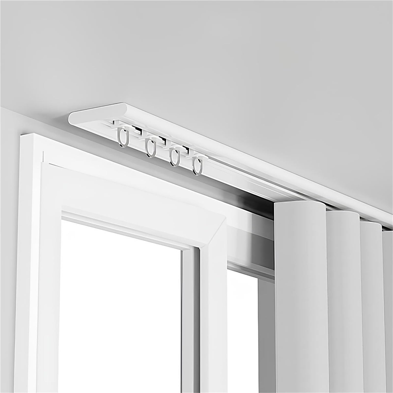 Riel de cortina ultrafino de techo blanco, guía de 300 cm para baño moderno y salones amplios