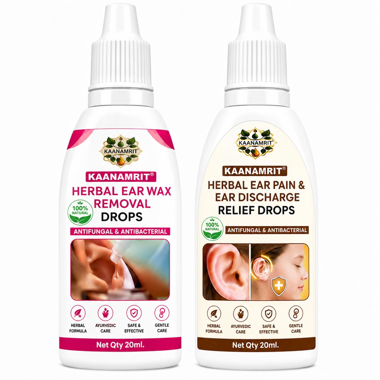 Premium Herbal Ear Care Combo Drops | Ear Wax Removal Drops + Ear Pain & Ear Discharge Relief Drops | Antifungal & Antibacterial Ayurvedic Ear Hygiene Support | Pack of 2, 20 ml Each-picture-28