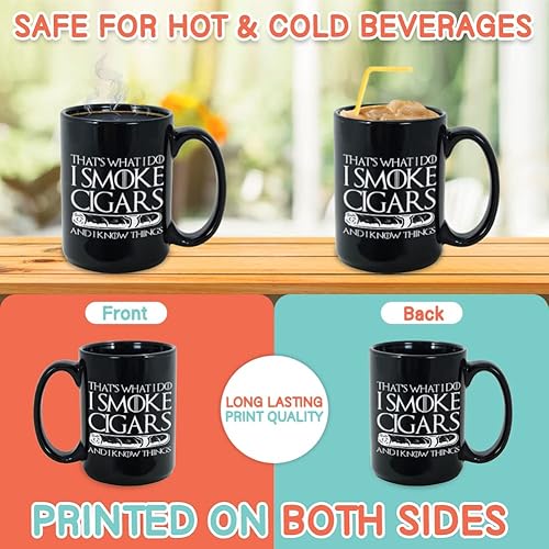 Miniatura 3 de Taza de cigarrillos con texto en inglés "That's What I Do I Smoke Cigars", taza de cigarrillos de 15 onzas, decoración de regalo para hombre, padre,
