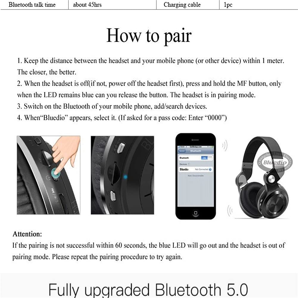 Inalámbrico sobre Auriculares con Oreja con Sonido Estéreo HiFi, Auriculares Estéreo HiFi con Micrófono Y Euríficos De Proteínas Blandas, para Celular/TV/PC/Oficina Domiciliaria