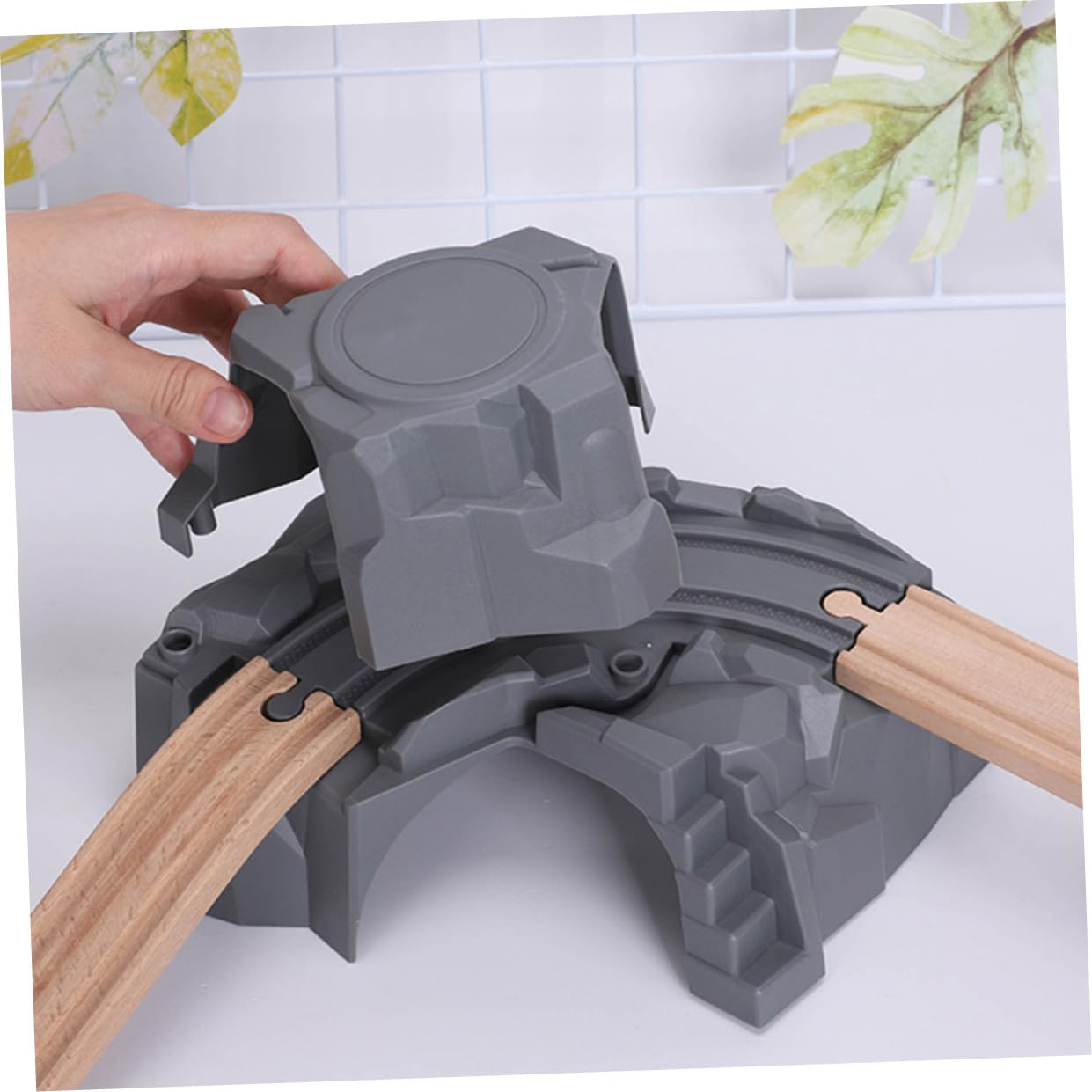 GALPADA Tunnel per Trenino Bambino Set Plastico Beige Dettagli Realistici