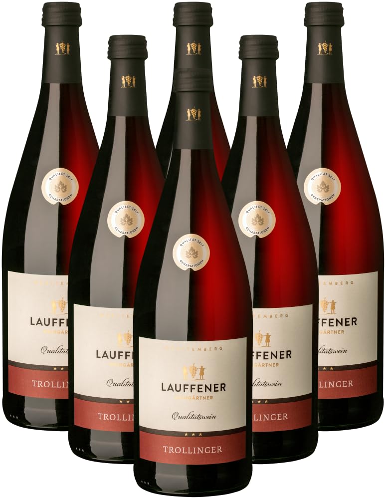 LAUFFENER WEINGÄRTNER - 2023 Lauffener Trollinger | Traditionsreicher Rotwein aus Württemberg, vertreten im Litersortiment. | Inhalt: 6 x 1,0 l und 12,0% vol.