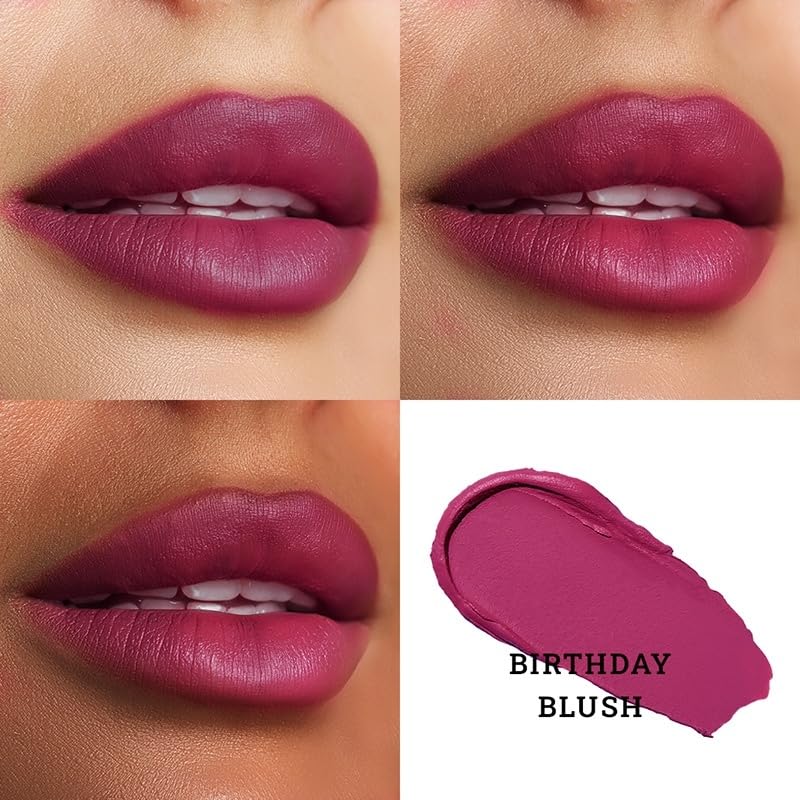 Image of High Definition Matte Lipstick | Velvety Suede Matte Finish | Transfer-Proof & Rich Payoff | With Hydrating Hyaluronic Acid | Vegan Formula | Birthday Blush | 4.2g | High Pigmentation