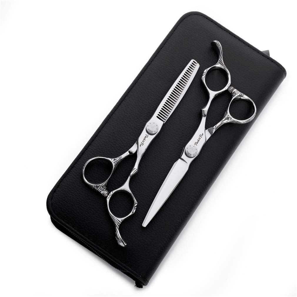 YODZ 6.0 Pollici di Parrucchiere Scissors Set, Il Taglio dei Capelli Barbiere Professionale Cesoie in Acciaio Inox Kit, con Regolabile A Vite, Luce E Sharp, per Salon, Barbieri