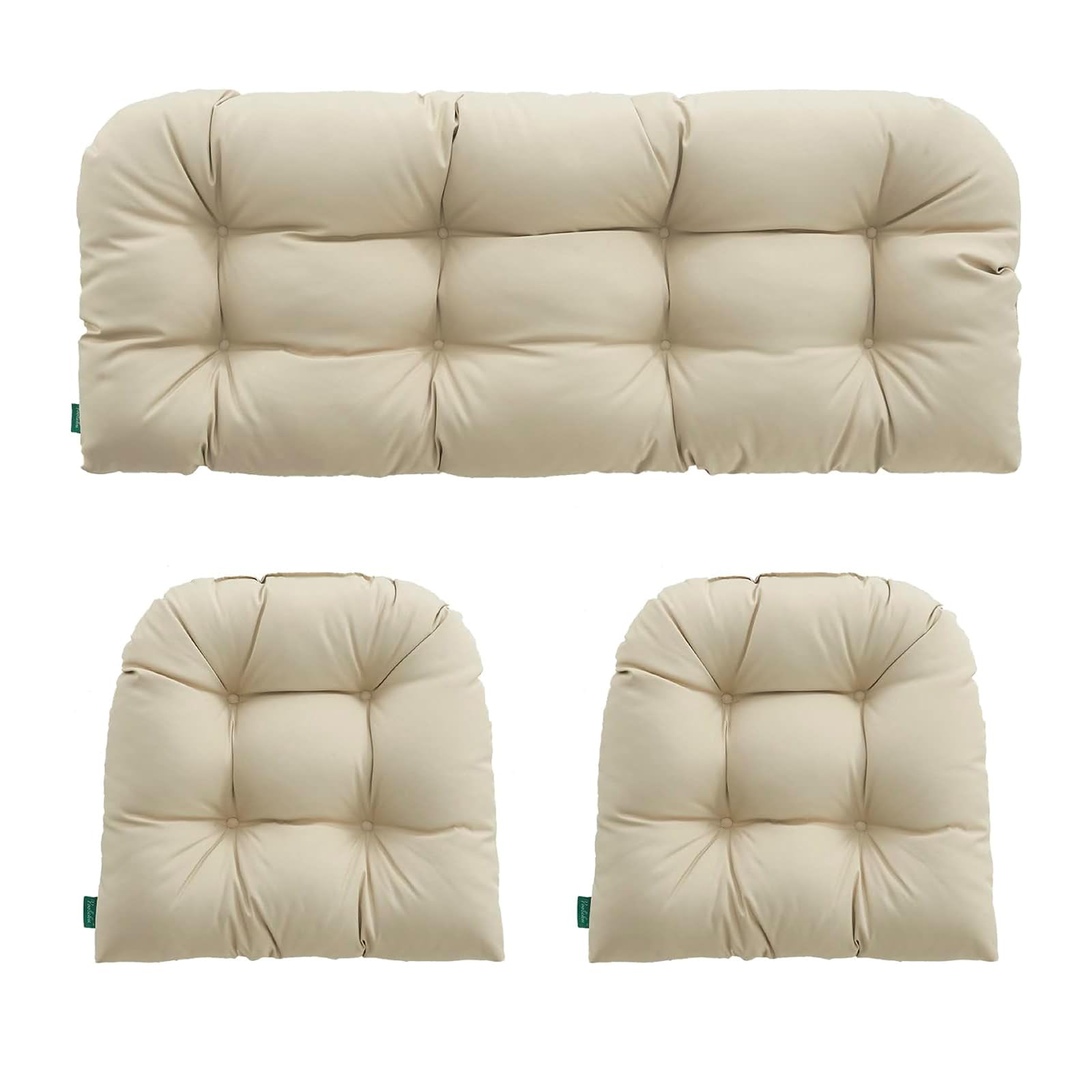 Genérico Juego De 3 Cojines para Muebles De Mimbre, Repuesto de Asiento Capitoné de Exterior para Muebles de Patio (Beige)