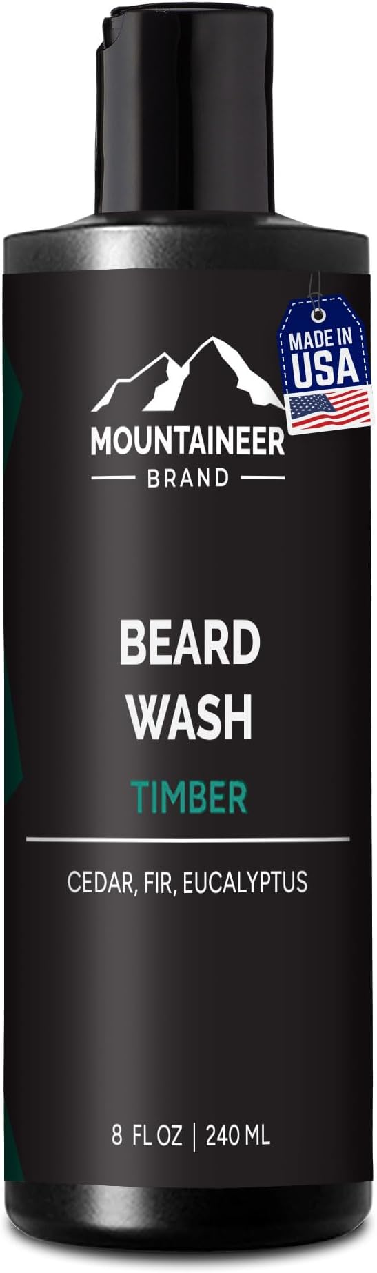 Mountaineer Brand Beard Wash For Men | 100% Natural Beard Shampoo | Thick Cleaning Softening Lather for Hair and Skin | Hydrate and Detangle | Grooming Treatment | Timber Scent 8oz