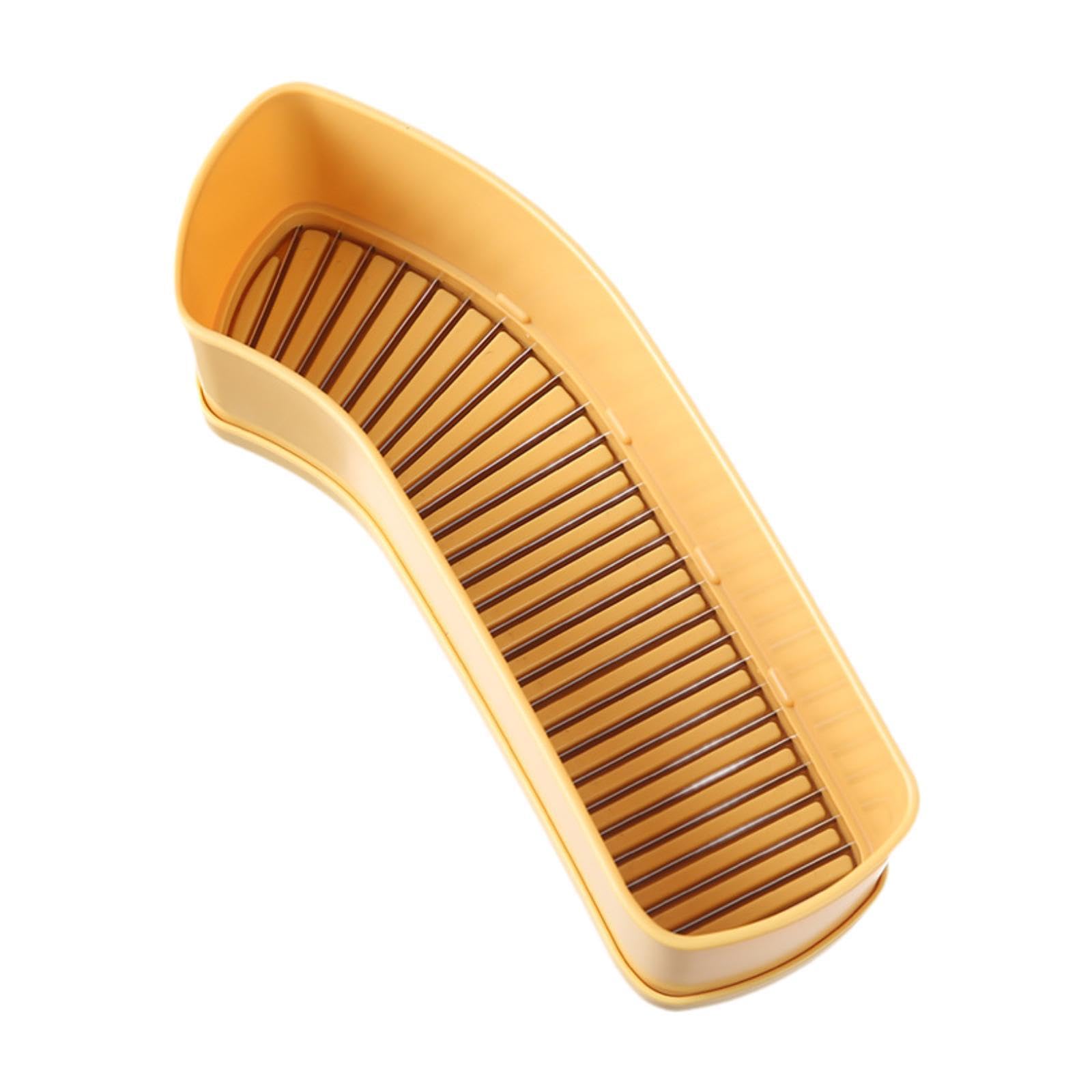 Ioensy Banana Slicer Cucumber Fruit Cutter Stainless Steel Blade Multipurpose for Camping Trips Hands Free Slicing Kitchen Tool, Yellow