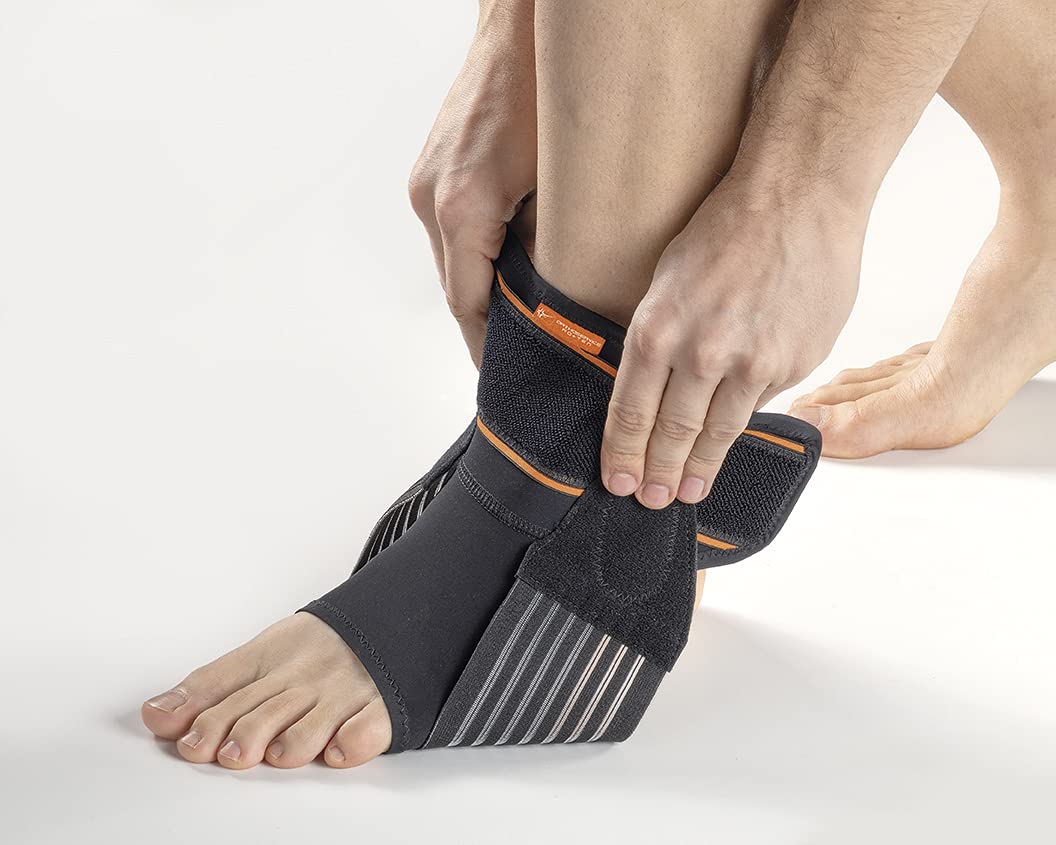 Roten Malleolite – Tobillera ortopédica con cuerdas elásticas para el pie, Negro , M