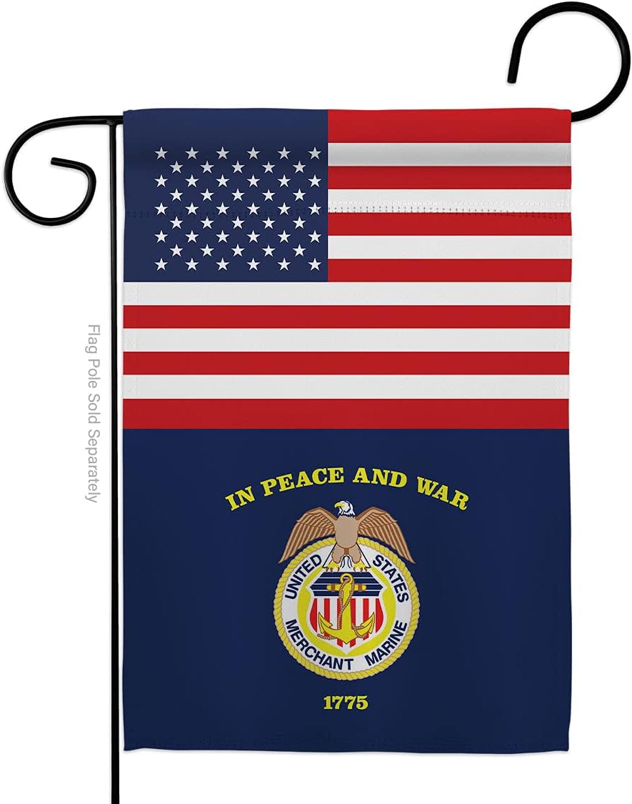 US Merchant Marine Garden Flag - Armed Forces Corps USMC Semper Fi United State American Military Veteran Retire Official - House Banner Small Yard Gift Double-Sided Made in USA 13 X 18.5