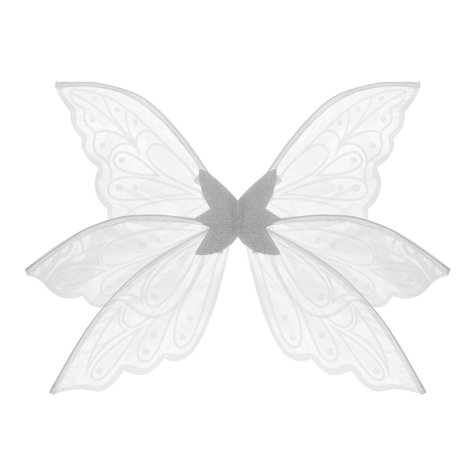 ESSECMBS 2PCS Light Up Butterfly Wings & Magic Wand Set for Women LED Lighted Fairy Wings Stick for Halloween Cosplay (White - Image 2