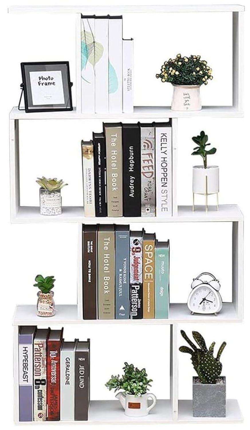 Libreria Scaffale Bianca Ufficio Moderna Contemporanea Bifacciale Divisorio Legno Casa Giorno 70x23.5x127.5 Autoportante Mensole Scaffali Cubi Muro Design Ingresso Soggiorno
