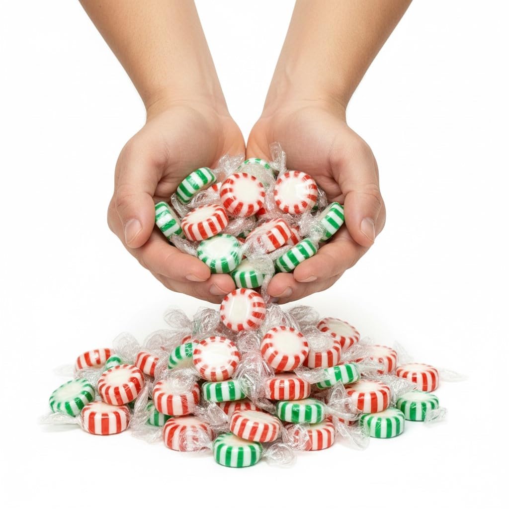 SweetGourmet Christmas Mix Red Peppermint and Green Spearmint Starlight Hard Candy Mints, Individually Wrapped, 4 Pound Bulk Bag