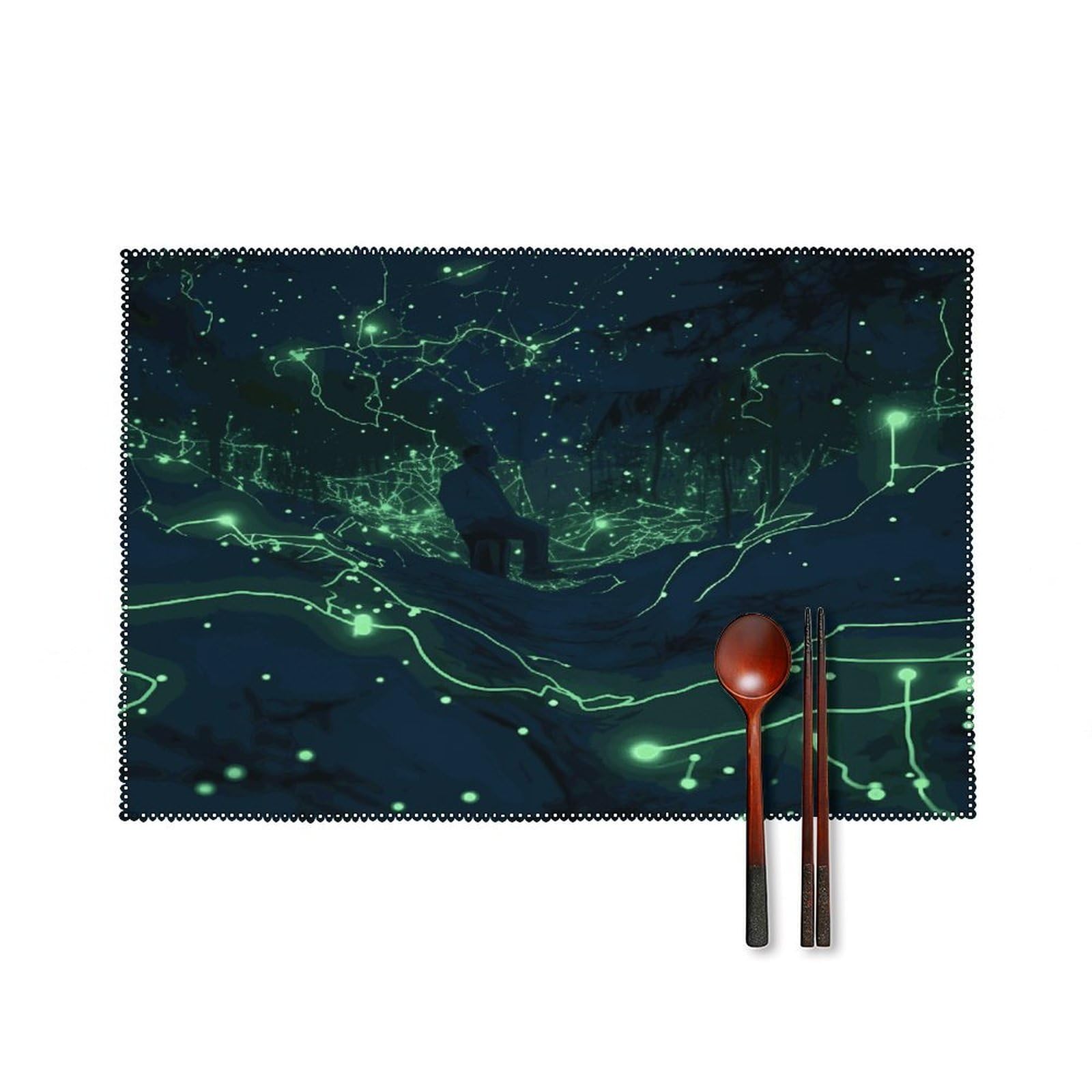 Fekiloot Style Glow In The Dark Placemats Set Of 6,Table Mat