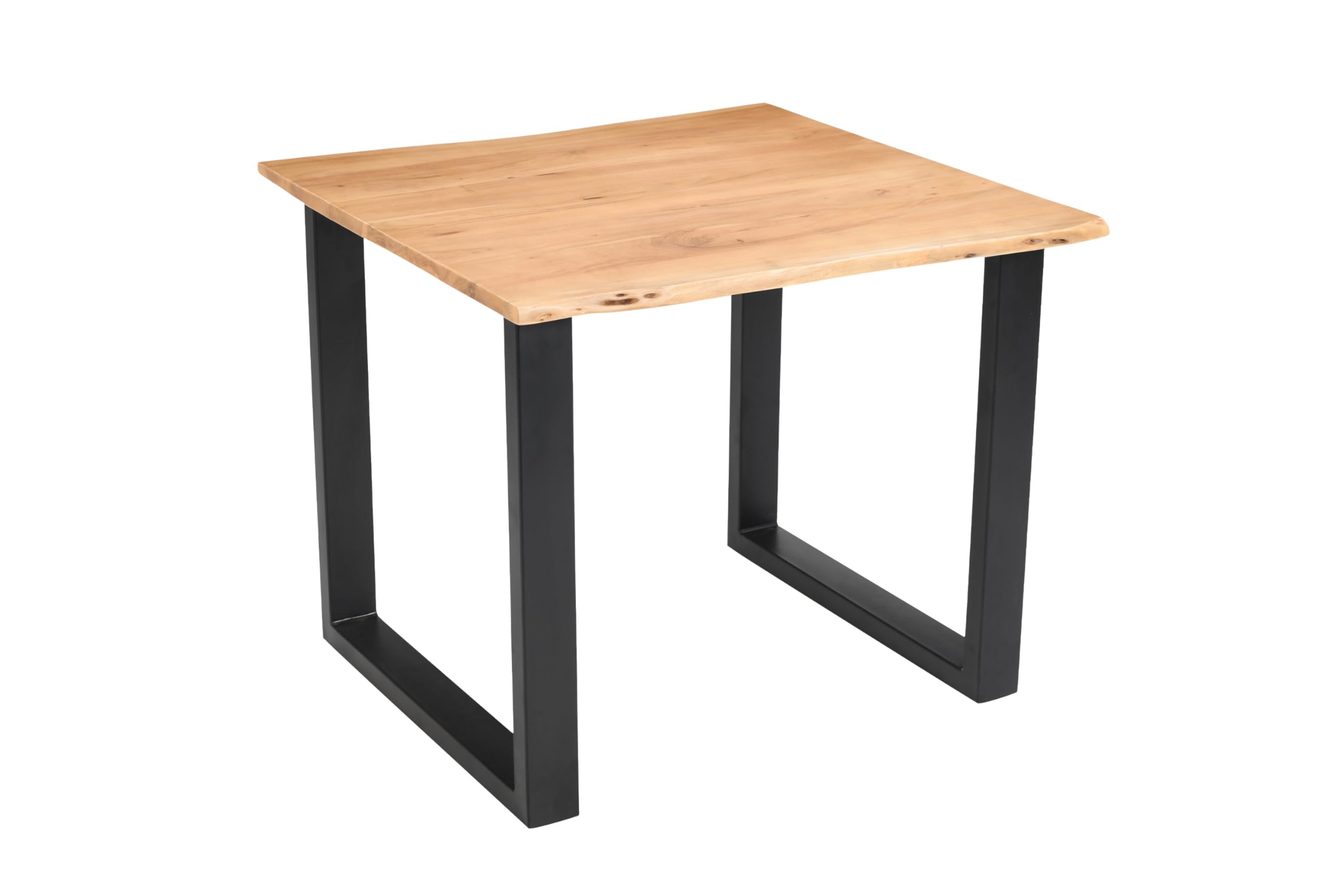 SAM Esstisch Dana 80x80 cm Akazie Eiche Baumkante U-Gestell schwarz | Baumkantentisch massiv, Akazienholz eichefarben, Metallgestell, pflegeleichter Holztisch, Esszimmertisch