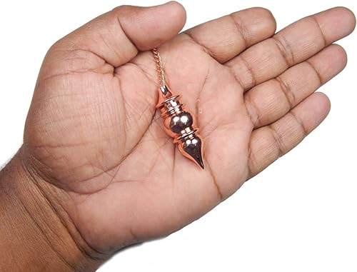 Miniatura 5 de Péndulo abierto con punta de cono de metal de cobre de diseño único. Péndulo Reiki curativo para adivinación y divinación.