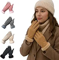 Luva Feminina Térmica Touch Screen Forrada Lisa Peluciada Inverno Frio Veludo Quente Elegante Adulta Antiderrapante para Celular Confortável Casual Dia a Dia Proteção Contra o Frio Intenso