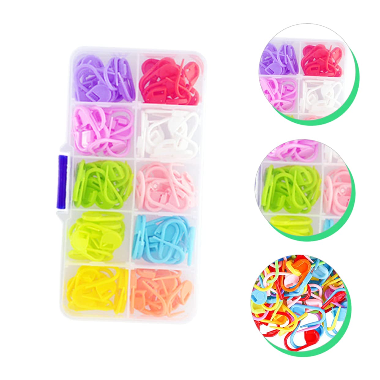 ERINGOGO Plastic Knitting Needle Clips Stitch Locking Markers Convenient Plastic Box for Knitting Crochet and Weaving Essential Knitting Auxiliary Tools