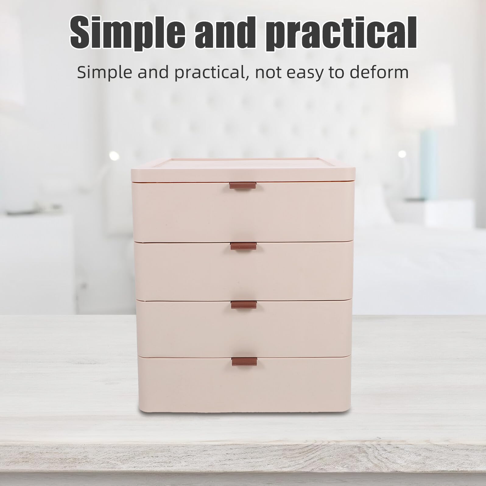 Hohopeti 4cassetti Organizer per Cassetti in Plastica Pp Contenitore Portaoggetti Cassetti Impilabili per Cosmetici e Articoli da Ufficio per Toeletta e Scrivania