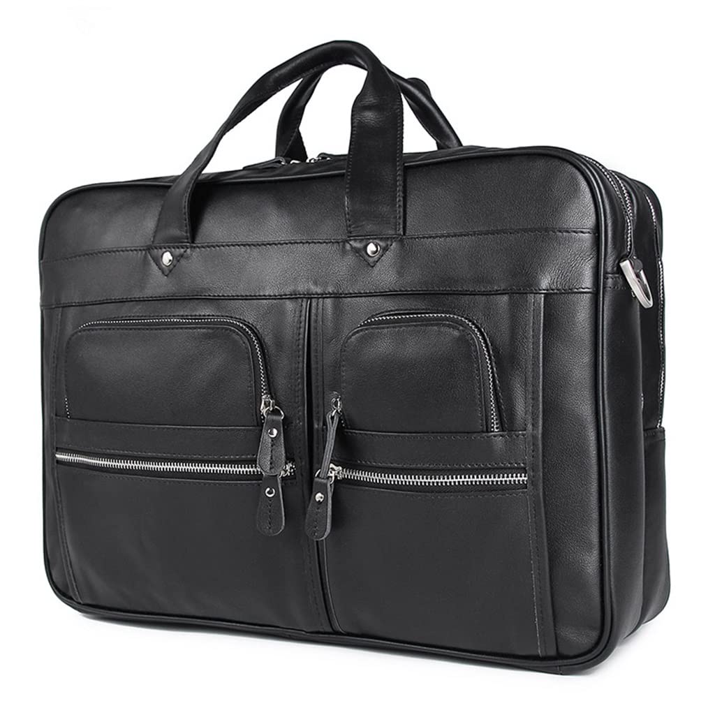 DINGZZ Leather 15.6'' 17'' Laptop Office Men Briefcase Business Travel Messenger Bags Portfolio (Color : D)