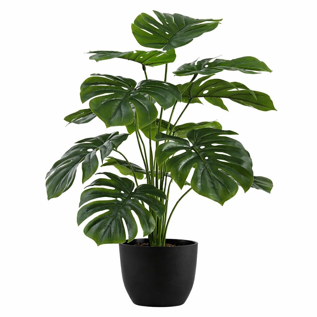 Artificial Monstera Plant with Black Pot – 26 Inch (66 cm) Tall Faux Tropical Decorative Plant for Home, Office, Balcony & Living Room Décor-image-32