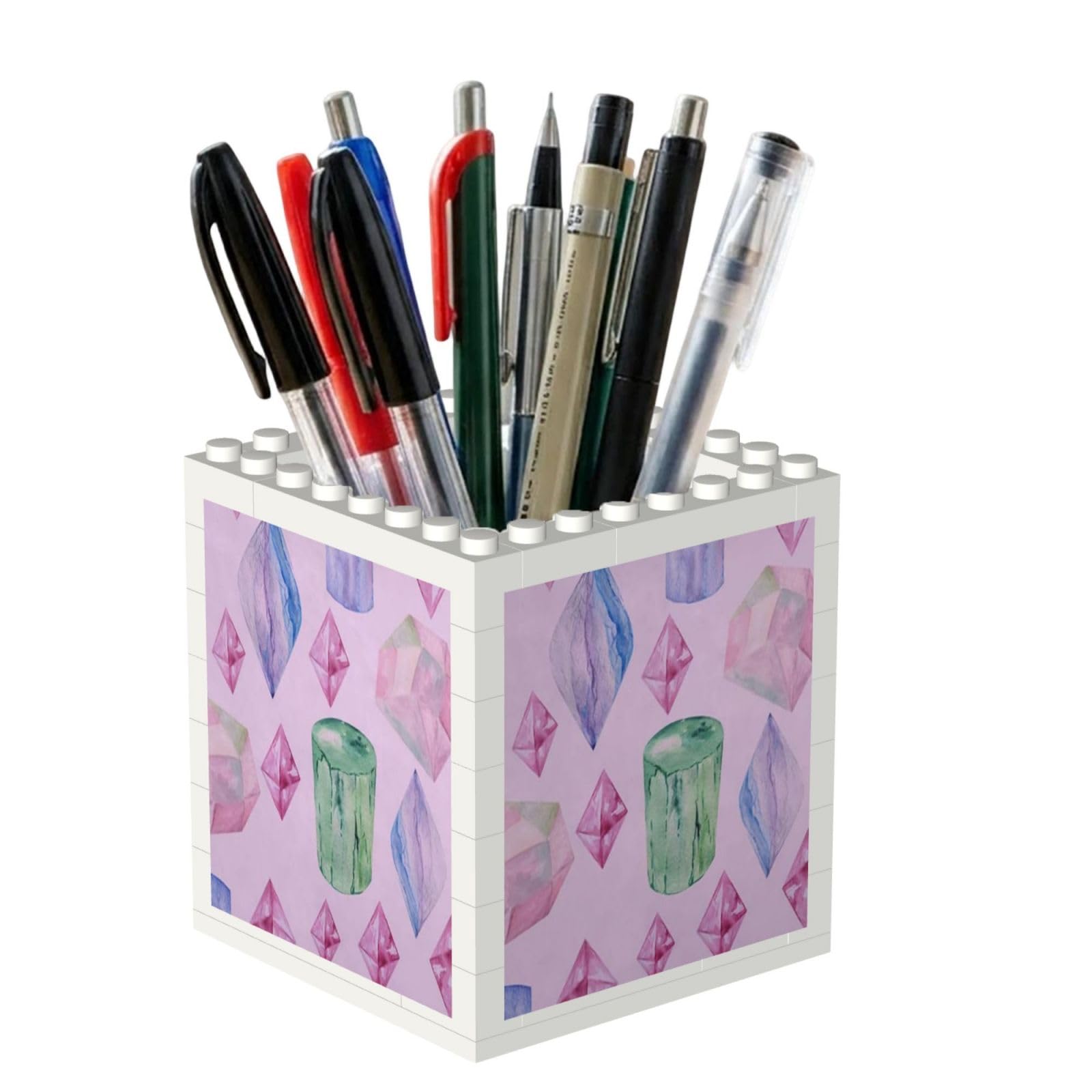 Poadnly Bright Crystals And Gems, Pen Pot Pencil Holder for Office Home School, Compact Desk Organiser for Office Stationery