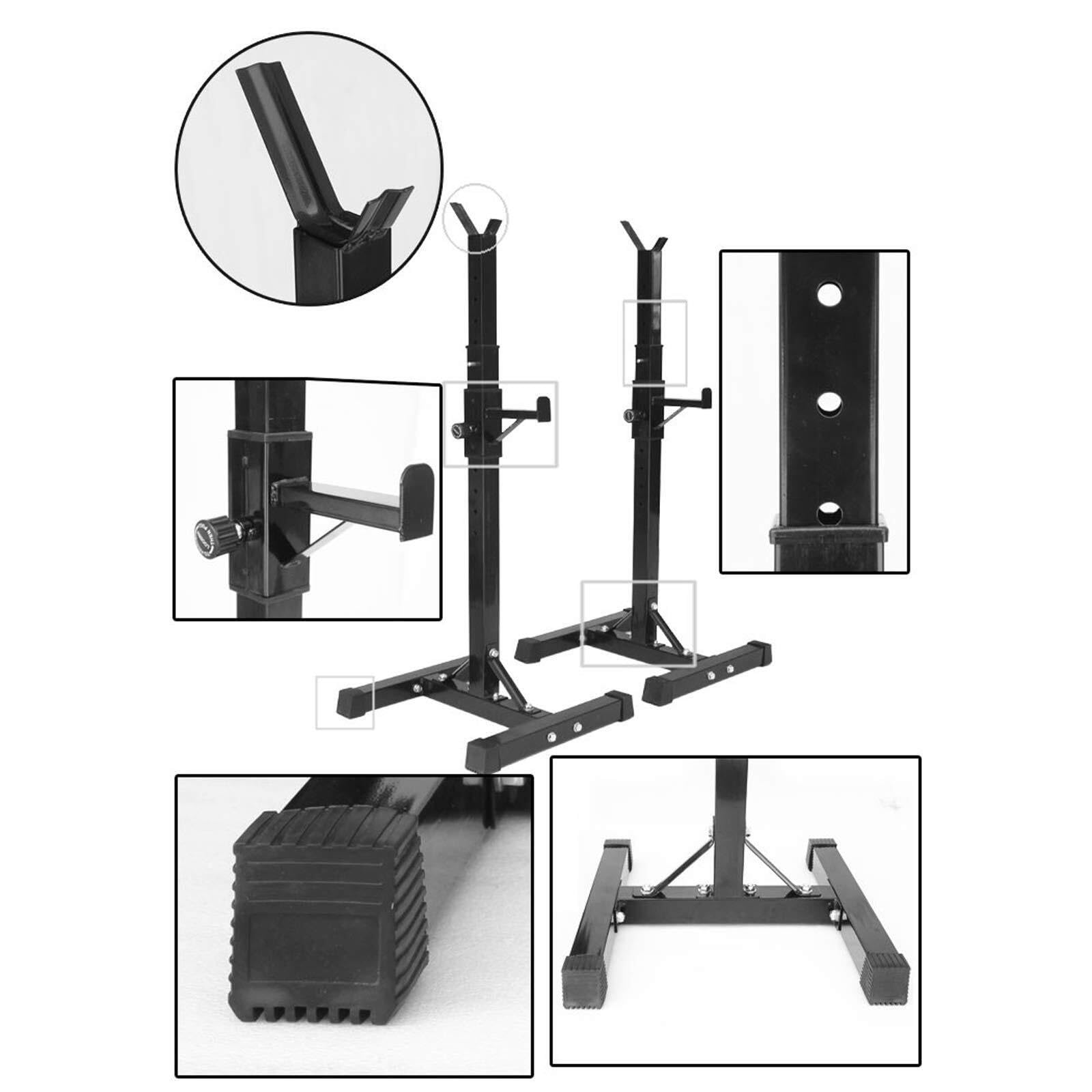 Soporte Ajustable para Sentadillas con Barra, Carga máxima de 250 kg, Soporte para Press de banca, Barra de Curl, Entrenamiento físico en casa