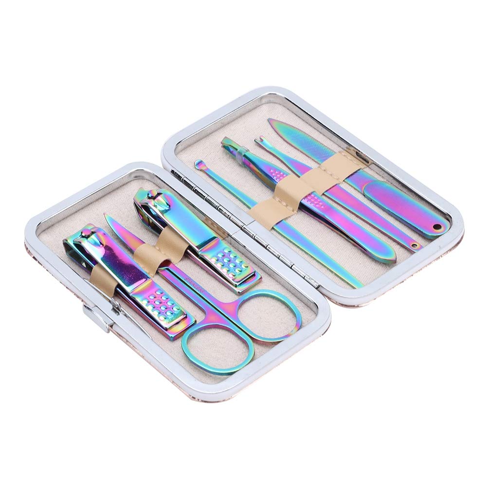 Kit per Chiodi per Dito, Kit di Cuticole 7pcs in Acciaio Inossidabile Clipper Set Trimmer Set Kit Manicure Manicure Pedicure Tool