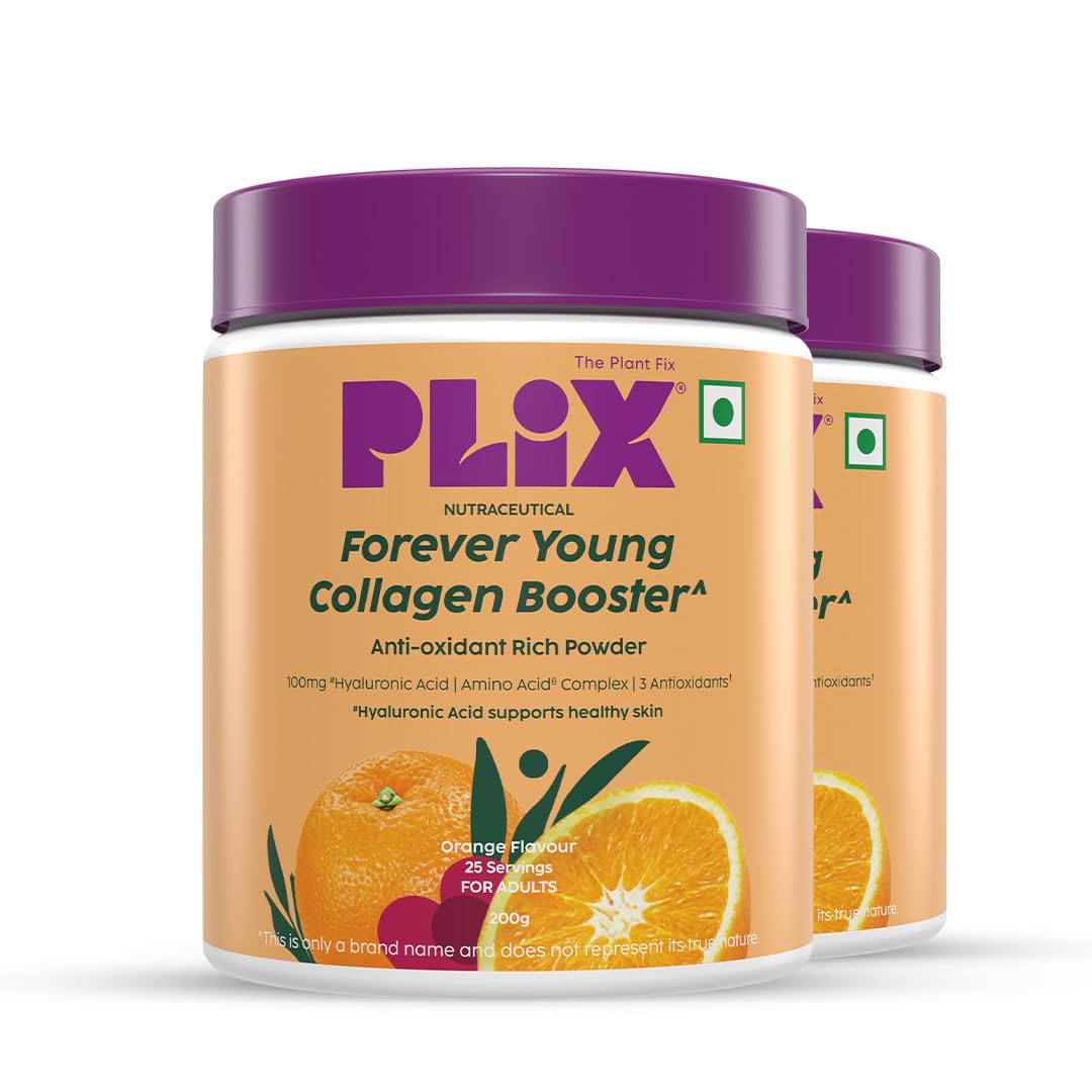 PLIX – THE PLANT FIX | Collagen Booster Powder to Support Healthy Skin | Supports Collagen Production, Antioxidants & Skin Health | Vitamin C, Hyaluronic Acid & Superfood Blend | Pack of 2